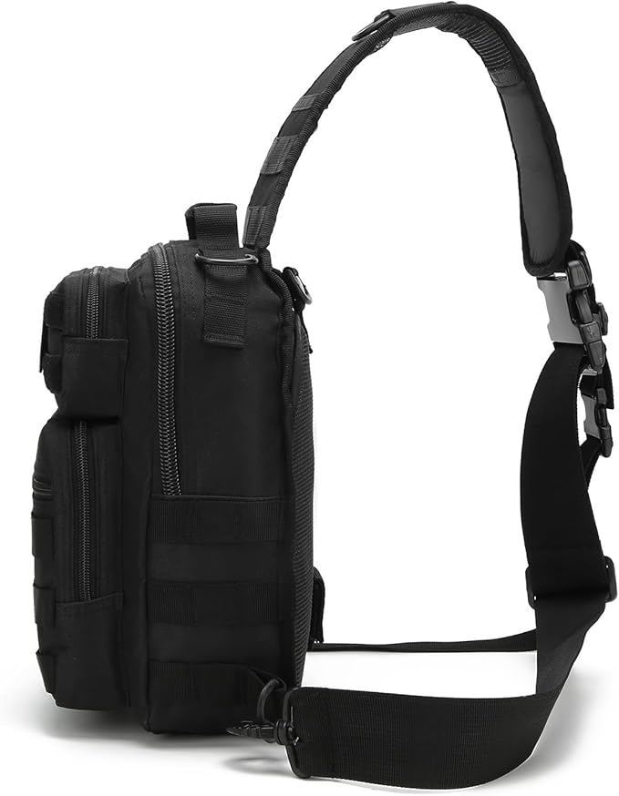 Sling Bag for menTactical Shoulder Backpack Molle Assault Range Bags Chest Pack Day Pack Diaper Bag (Khaki)