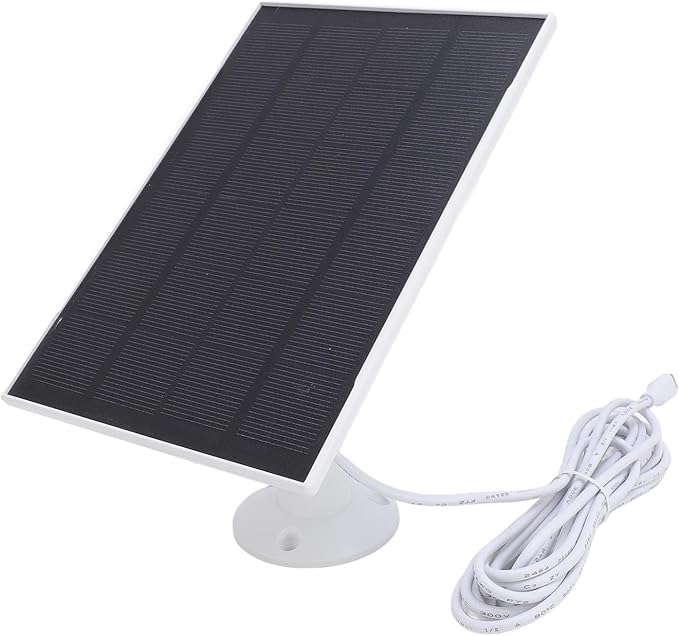 Generic 8W Solar Panel for Bird Feeder Camera Type C Solar Panel Charger 360° Swivel Bracket for Rechargeable Battery Bird Feeder Security Doorbell Camera (White)