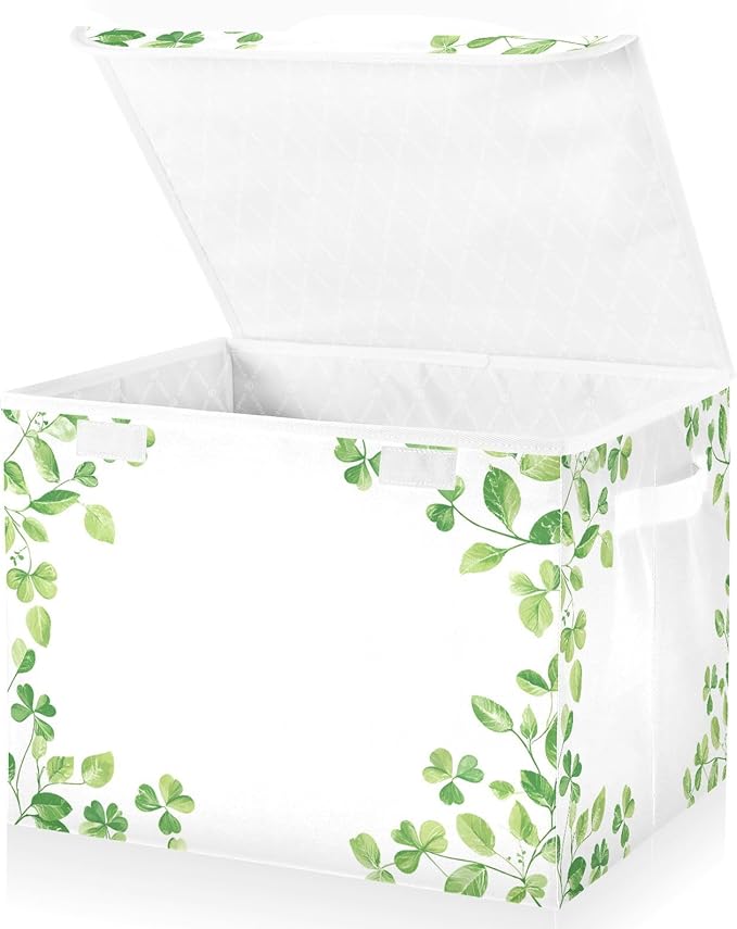 St. Patrick's Day Background Fabric Storage Bins with Lids and HandleFoldable Storage Bins with LidsCloset Organizers for Clothes Storage Room Organization Office Storage Chest Organizer