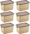 6 Pack Plastic Storage Bins Containers with Lids Sensory Bin with Handle  Craft Snacks Storage Organizing Container for Home Office and School Supplies Stackable Durable Multi-Purpose Box/Bin