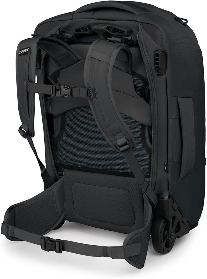Osprey Farpoint Fairview 36L Wheeled Travel Pack - Carry On Luggage with Wheels - Rolling Backpack Travel Bag Black