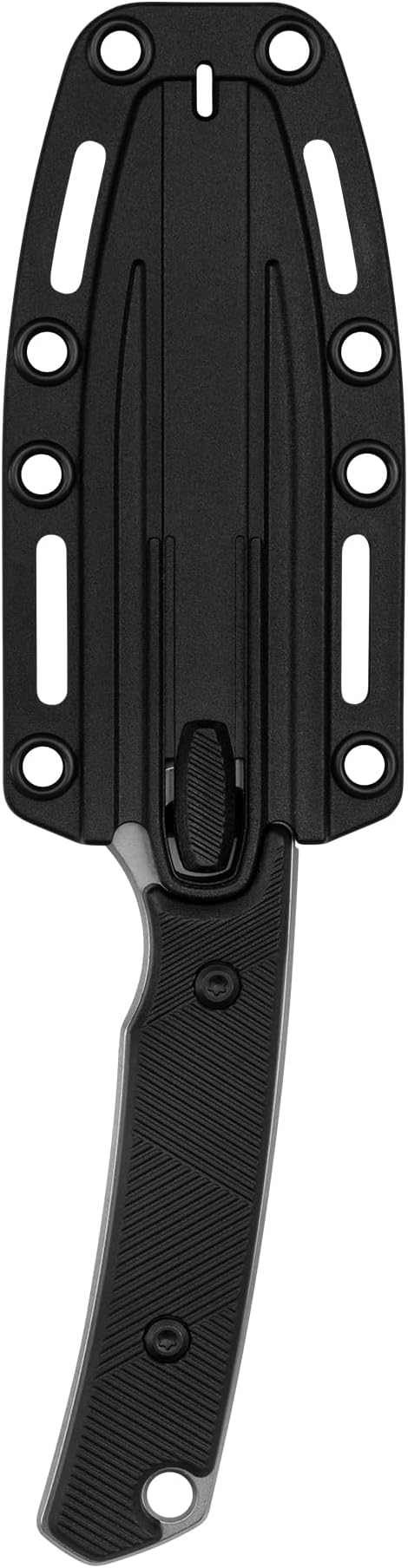 Kershaw Steppe Fixed Blade Knife Black and Gray Design 3.55 Inch Steel Drop Point Blade Full Tang Design EDC Nylon Sheath and Belt Clip Everyday Carry Knife for Men and Women