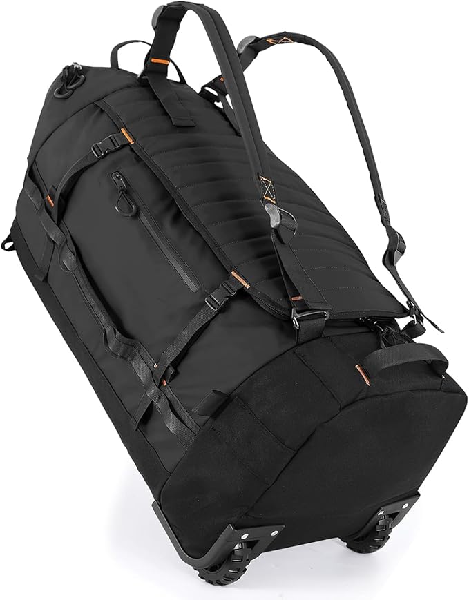 Rolling Duffle Bag with Wheels86L 30”Carry on Luggage with WheelsFolding Travel BagDuffle Backpack with Separate Shoe Compartment (black)