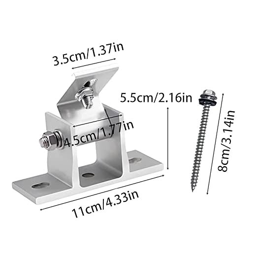 1 Set Adjustable Solar Panel Tilt Mount Brackets 15-30° Aluminum Alloy Solar Mounting Brackets for Flat Surfaces RV Roof Boat