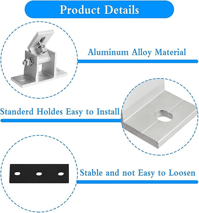 4 Set Solar Panel Mounting Bracket FootAluminum Alloy Solar PV Front Support Solar Panel Bracket Support Feet Suitable for Gird Roof Installation
