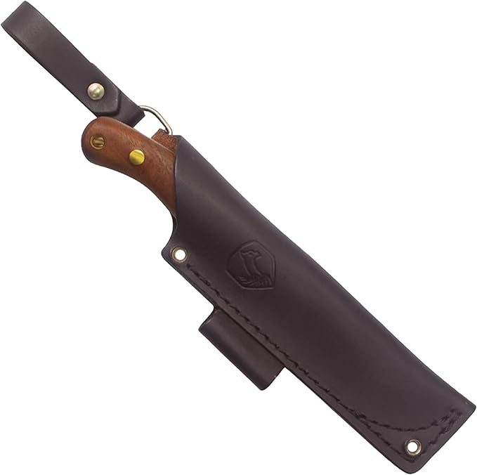 Condor Tool &amp Knife Bisonte Bushcraft Knife - 1095 High Carbon Steel - Hand Crafted Welted Leather Sheath - 4.7in Blade - 3mm Thick - 9.5oz