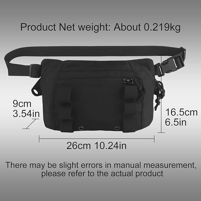 Zhongren Tactical Drop Waist Pouch Adjustable Waist Belt Bag Molle Tool Pouch with Hook and Loop for Tactical Vest Chest Rig (Black)