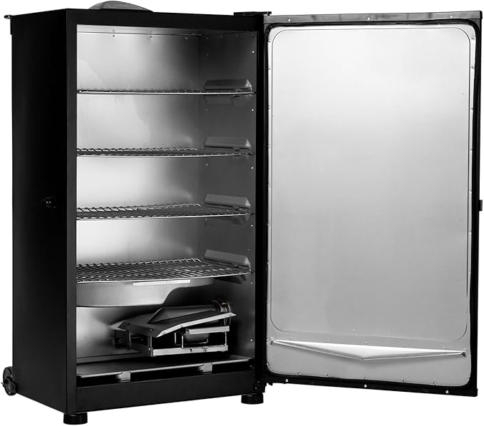 Masterbuilt® 40-inch Digital Electric Vertical BBQ Smoker with Side Wood Chip Loader Chrome Smoking Racks and 970 Cooking Square Inches in Black Model MB20072918