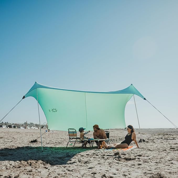 Neso Grande Portable Beach Tent Sun Shelter - Lightweight Beach Shade Canopy - Easy Setup for Family Outings - Patented Reinforced Corners - UPF 50+ Sun Protection