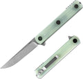 Folding Pocket Knife 3.19” 14C28N Steel Blade G10 Handle Praxis Small Flipper Liner Lock EDC Folding Knife Sharp Survival Camping Hiking Hunting Tactical Knives for Men (Translucent Green)