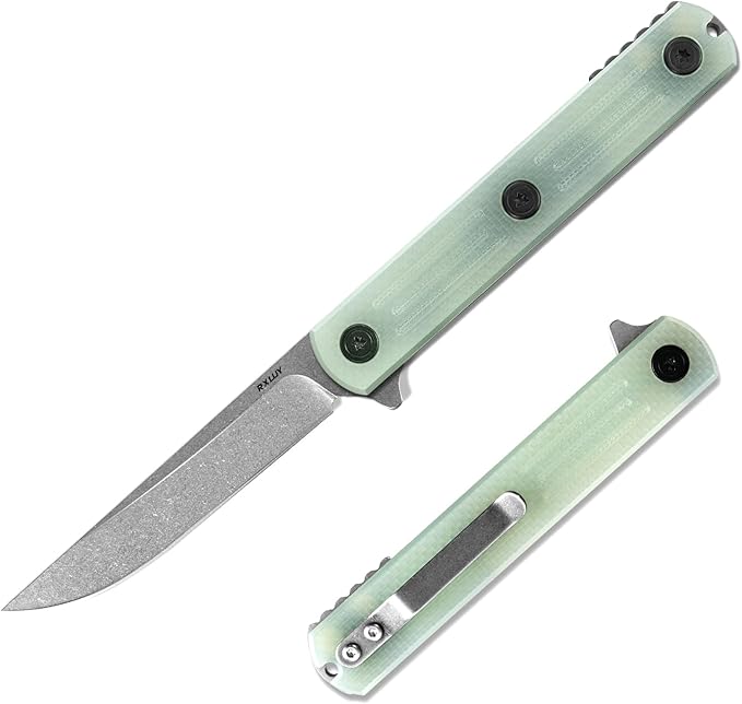 Folding Pocket Knife 3.19” 14C28N Steel Blade G10 Handle Praxis Small Flipper Liner Lock EDC Folding Knife Sharp Survival Camping Hiking Hunting Tactical Knives for Men (Translucent Green)
