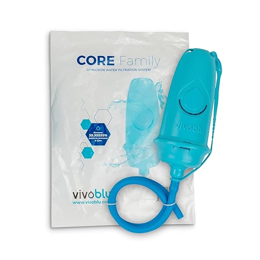VivoBlu Core Family Filter Emergency Water Filtration System: Gravity Water Filter for Camping Backpacking and Hiking - Travel Filter for Purification Outdoors or in Emergencies