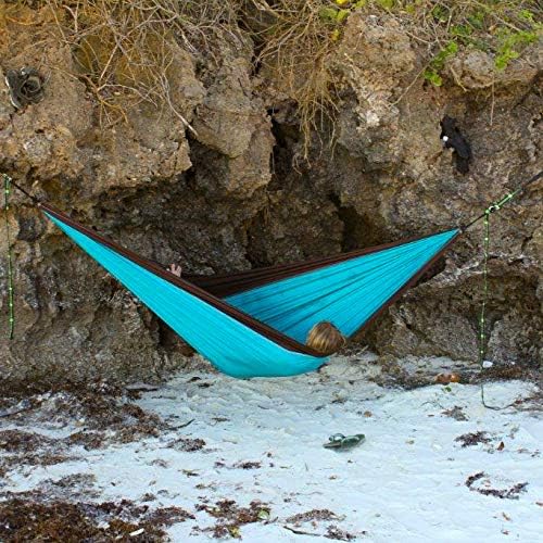 Vivere Double Parachute Camping Hammock Includes Stuff-Sack (Chocolate/Turquoise)