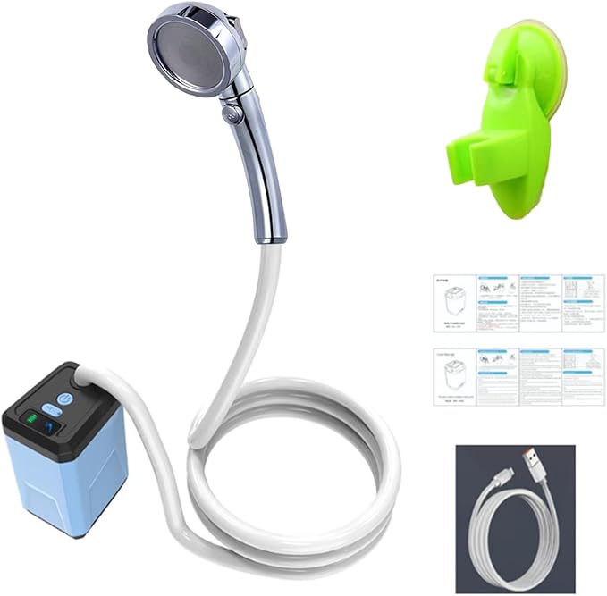 Handheld Rechargeable Camping Shower Portable Camp Shower Pumps Outdoor Shower Head for Camping Hiking Traveling