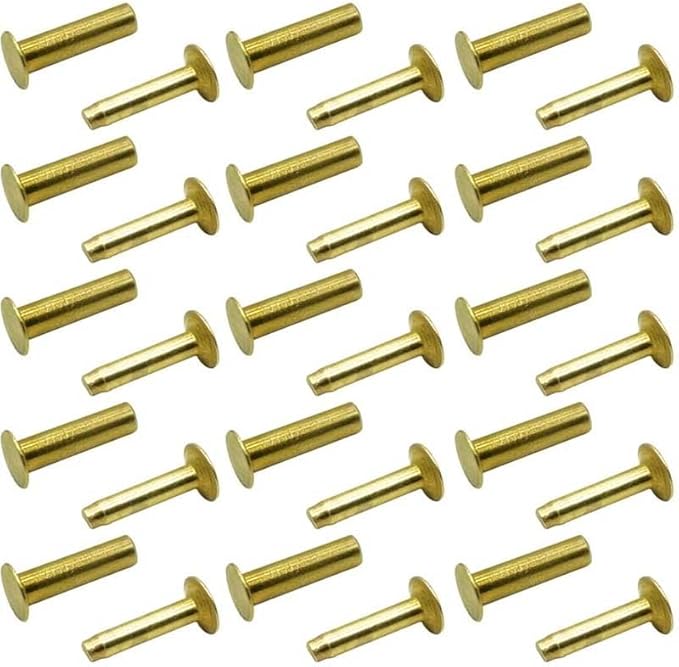 15 Sets 4MM Brass and Stainless Screw Rivets are Suitable for Kitchen Knife Handle Attachment(Brass)
