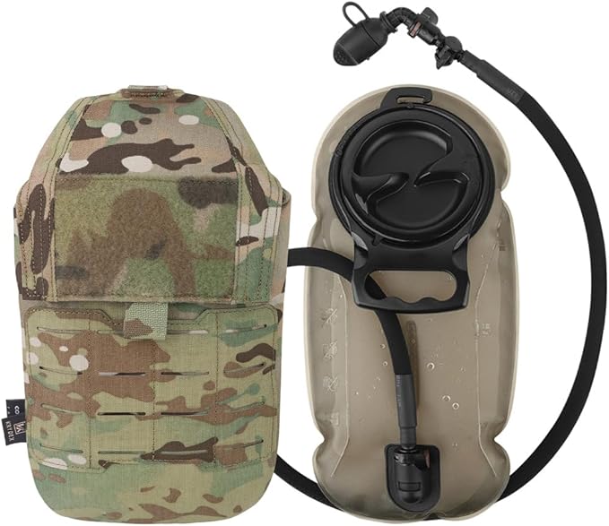 KRYDEX Tactical Molle Hydration Pouch with1.5L Inner Bladder - Low Profile Water Reservoir Bag for Molle Vest Backpack for Cycling Hiking Climbing Hunting