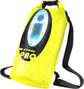 FELICON Solar/Battery Multi-Functional Backpack with Bluetooth SpeakerIP66 Waterproof Dry BagHeavy Duty Roll Top ClosureLarge Capacity Bag for CampingHikingTraveling (Neon Yellow 10L)