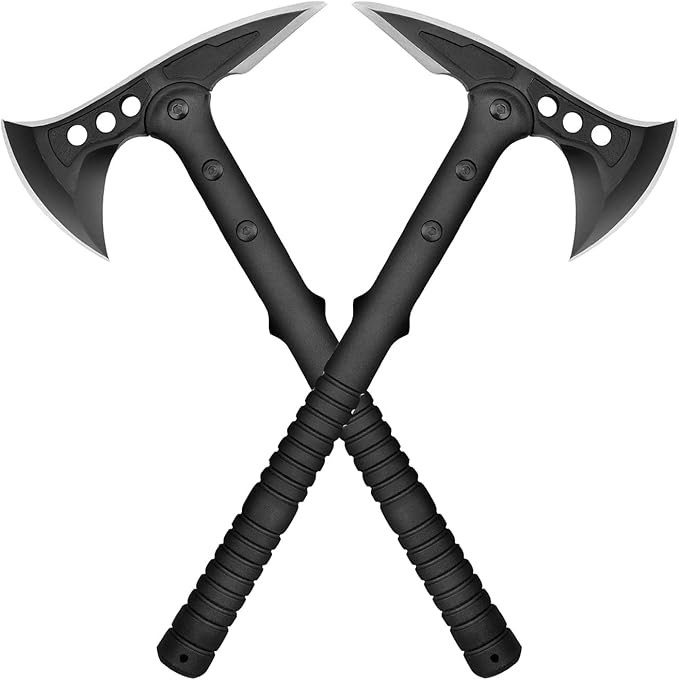 Camping Axe Survival Throwing Hatchet with Sheath Tactical Tomahawk with Spike Nylon Fiber Handle for Outdoor Survival Hiking Camping (2Pack