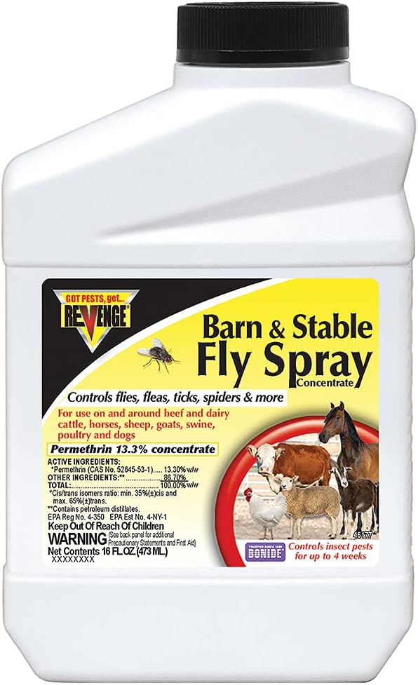 Bonide (BND46177) - Revenge Barn &amp Stable Fly Spray Indoor &amp Outdoor Insecticide/Pesticide Fly Killer Concentrate (16 oz.)