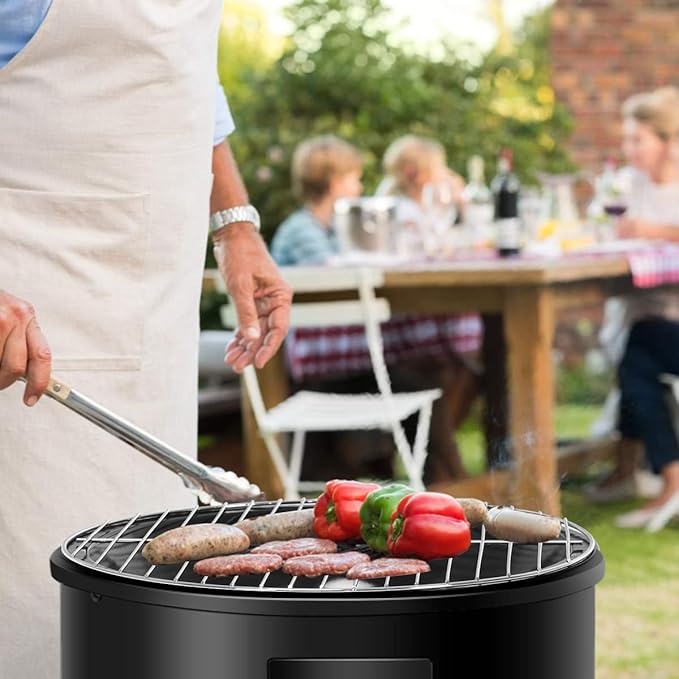 Giantex 3-in-1 Charcoal BBQ Smoker Outdoor Grill Cooker with Built-in Thermometer and 6 Hooks for Outdoor Backyard Cooking Grilling Camping