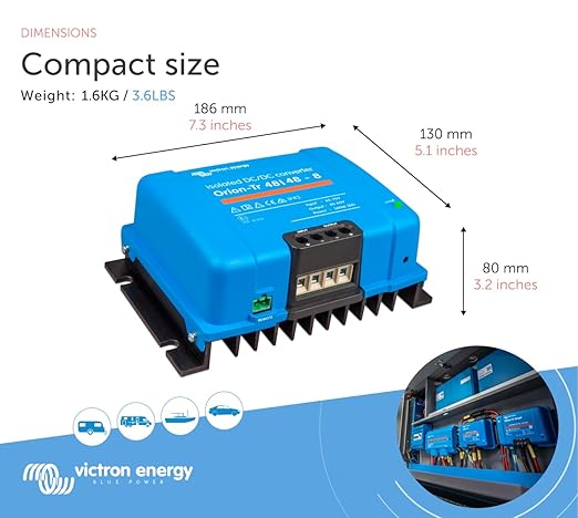 Victron Energy Orion-Tr DC to DC Converter - 48/48-Volt 8 amp 380-Watt - IP43 Protected - for Dual Battery Systems - Isolated
