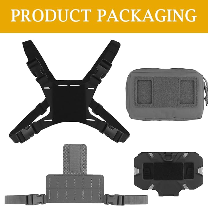 Laser-Cut Adjustable MOLLE Panel Tactical Chest Bag with Quick-Release System Detachable Recon Utility Kit