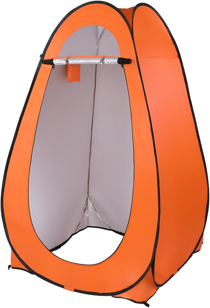 Privacy Pop Up Shower Tent Portable Camping Shower1-2 Person Camping Toilet Shower Tent Dressing Changing RoomLightweight Instant Rain Shelter for Car Camping Hiking Beach Picnic FishingOrange