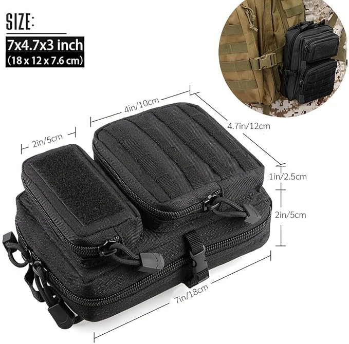 Tactical Waterproof Molle Pouch Compact EDC Tool Pouch Bag Mini Utility Shoulder Strap &amp Two D-Rings