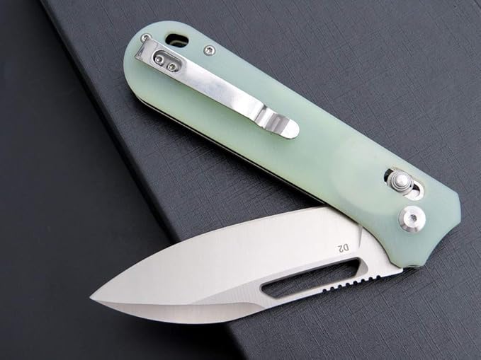 Eafengrow EF963 Folding Knife D2 Steel Blade G10 Handle EDC Tool Knives for Outdoor Working Camping (Jade)