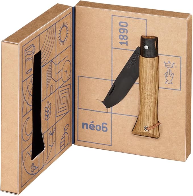 OPINEL NEO6 Folding Non-Locking Pocket Knife OPIFLEX Intuitive Design EDC Folder Wood Handles 2.75 in. Blade (Black Oak)