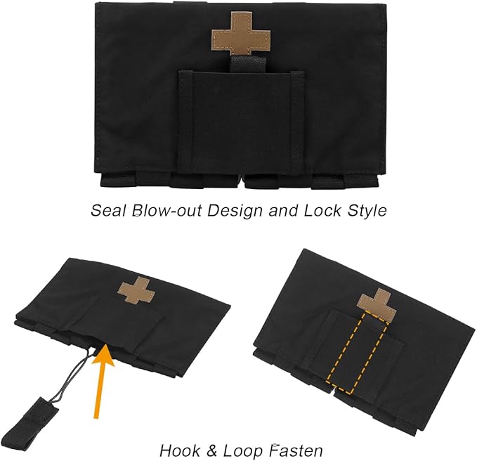 Qavctw Tactical Admin Tool Storage with Hook and Loop Hanging Pouch Accessory for Backpack Tactical First Aid Pouch Quick-Release EMT Medical Pouch Blow Out Kit Bag with MOLLE and Belt Loop IFAK Pouc