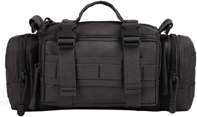 UNISTRENGH Utility 3P Military Tactical Duffle Waist Bags MOLLE Assault Shoulder Backpack Multifunction EDC Pouches Heavy Duty Fanny Packs (Black)