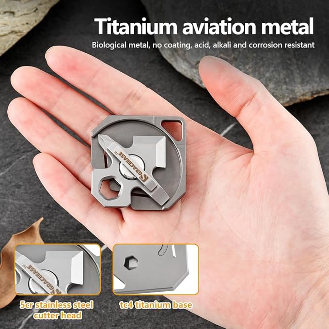 Titanium alloy EDC multi-function tool four-in-one including unpacking knife screwdriver M8 board handle and other functions outdoor multi-function tool Daily wear and wear