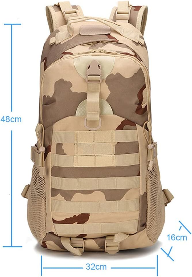 Outdoor Sports Pack Hiking Bag Tactical Rucksack Camo Knapsack Combat Camouflage Tactical 30L Molle Backpack - Tan