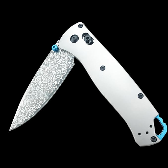 HUAAO Folding Knife Knife with Titanium Alloy Handle EDC Pocket Knife with Pocket Clip Cool Hunting Knives Gifts for Men EDC (Damascus knife)