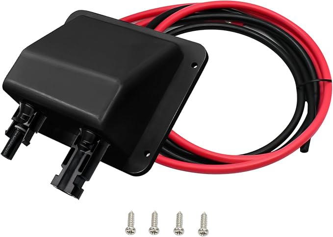 Solar Cable Entry Gland with 10AWG 3.28Ft Solar Extension Cable UV Resistance Waterproof Solar Junction Box for RV Boat Campe Van(Black)