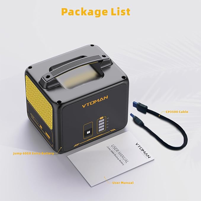 VTOMAN Jump 600X Extra Battery 640Wh for Jump 600X Portable Power Station LiFePO4 (LFP) Backup Expansion Battery with BMS Protection