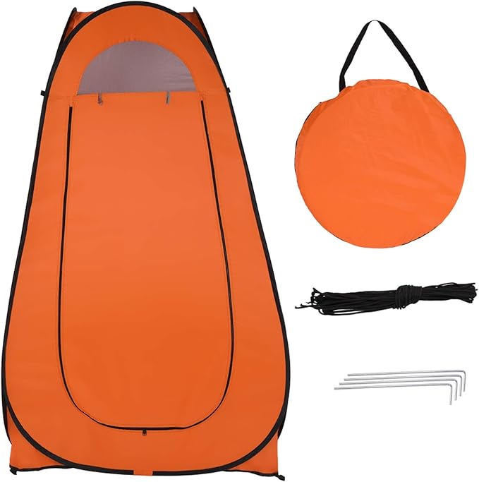 1-2 Person Portable Pop Up Toilet Shower Tent Changing Room Dressing Tent Camping Shelter Orange