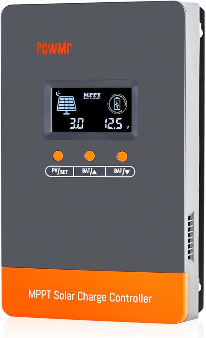 PowMr 100A MPPT Solar Charge Controller 12V/24V/48V | 12 Units Parallel Support | Dual Cooling Fan &amp Wide Voltage | Compatible with Lithium/Lead-Acid Batteries | Overload Protection