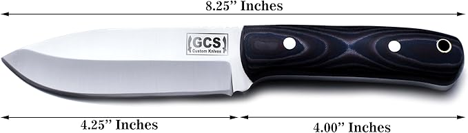 GCS Handmade Micarta Handle D2 Tool Steel Tactical Hunting Knife with leather sheath Full tang blade designed for Hunting &amp EDC GCS 185