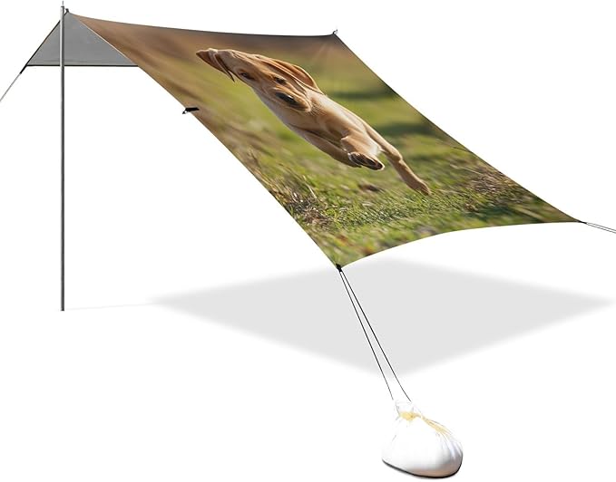 ALAZA Fox Red Labrador Puppy Running Beach Tent Sun Shelter Portable Canopy Sunshade for Outdoor Camping Picnics Backyard Fun 10x9 ft