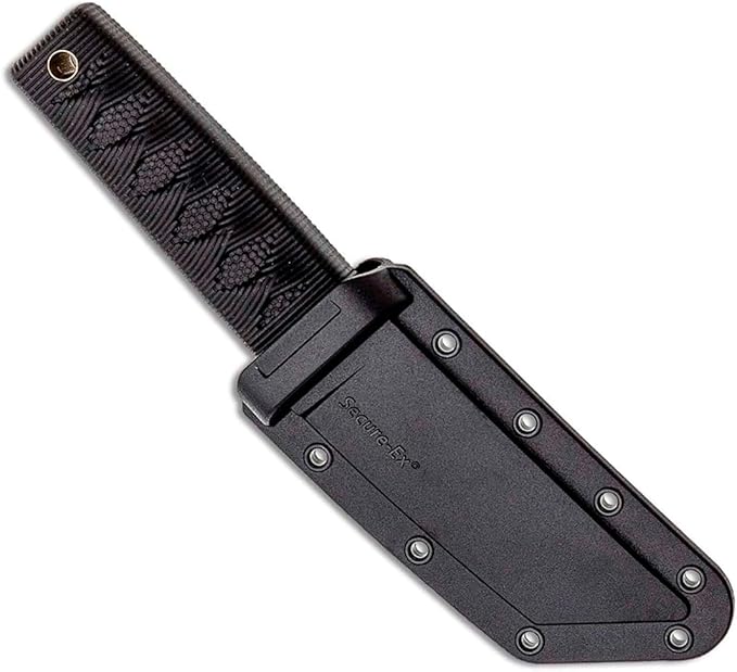 Cold Steel Kyoto 3.25 Durable Compact 8Cr13MoV Stainless Steel Fixed Blade Tanto Outdoor Hunting Utility Knife 3 3/8 Textured Kray-Ex Handle Sheath Included