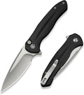 CIVIVI Kitefin EDC Pocket Knife 3.22“ 14C28N Drop Point Blade Folding Knife Aluminum Handle with Reversible Clip for Camping Hiking Hunting C24091-1 Black
