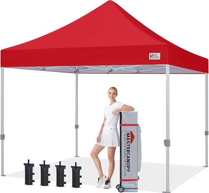 MASTERCANOPY Pop Up Canopy Tent Commercial Grade 10x10 Instant Shelter (Red)