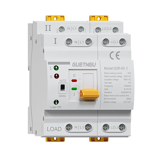 ATS Dual Power Automatic Transfer Switch 4P 63A 110V Manual Transfer SwitchUninterruptible Millisecond-Level ATS 50/60 Hz White CE