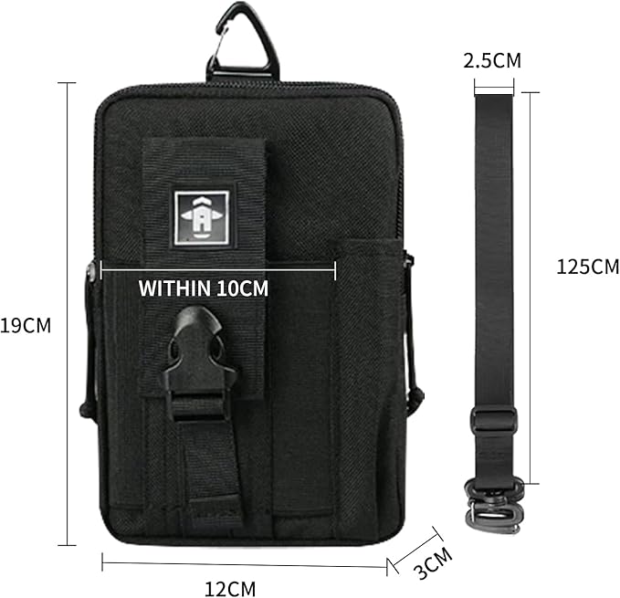 Universal Outdoor Tactical Molle Pouch EDC Waist Bag Pocket Organizer for Less Than 9 Smartphone (B)