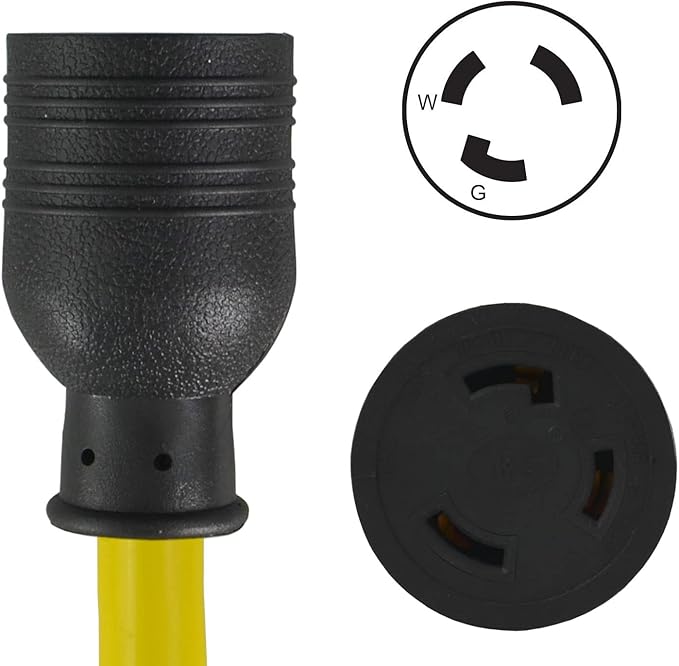 Conntek 20572: 30 Amp L5-30 Locking Style Generator Extension Cord 50 Feet Yellow