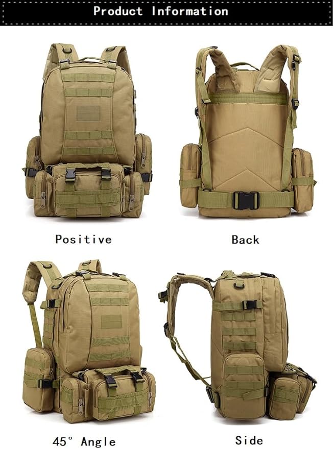 Tactical Backpack Military Molle Hiking 55L Outdoor mountaineering camping trip camouflage tactical all-terrain camouflage