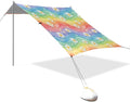 xigua Daisy Beach Tent Sun Shelter with Carrying Bag - Silver Coated Oxford Fabric Beach Canopy for Beach Camping Fishing - Includes Windproof Ropes Sandbags &amp Stakes