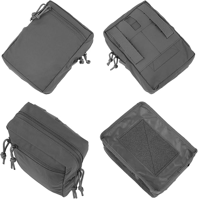Tactical Tall GP Pouch - Large Capacity MOLLE General Purpose Utility Pack Abdominal/Back Panel Storage Bag for Hunting Tactical Gear(Wolf Grey)